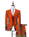 African Print 3-Piece Slim Fit Men's Suit – Jacket, Vest, & Pants M250124