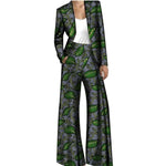African Print Women's Blazer & Wide-Leg Pants Set – Vibrant Elegance W250216