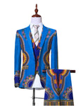 Men's 3-Piece African Print Suit – Slim Fit Blazer, Vest & Pants M250123