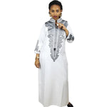 Elegant African Embroidered Long Dress for Women in Soft Fabric W250136