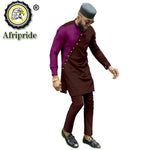 Bazin Riche 3-Piece African Men's Set – Shirt, Pants & Hat M250199