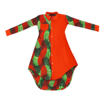 Bold African Print Mid-Calf Dress with Full Sleeves & Pockets W250209