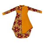 Bold African Print Mid-Calf Dress with Full Sleeves & Pockets W250209