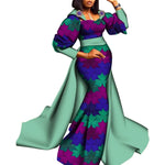 African Luxury Long Sleeve Dashiki Dress for Women W250228