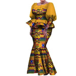 Elegant Pleated African Skirt Set with Peplum Top W250226