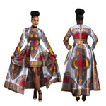 Kente Dashiki Maxi Dress – Vibrant African Print Cotton Gown W250126
