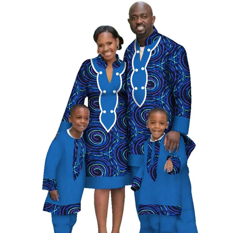 African Family Matching Outfits – Ankara Print Dress & Set F250232