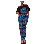 Ankara Print Cotton Jumpsuit with Floral Design and Slash Neck W250196