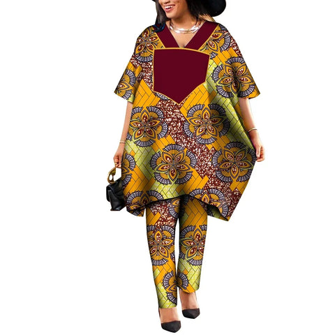 Ankara Print Agbada Two-Piece Set – African Dashiki Suit W250225