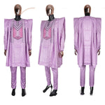 Elegant African Agbada Dashiki Formal 3-Piece Suit for Men M250223