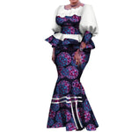 Elegant Pleated African Skirt Set with Peplum Top W250226