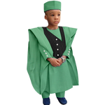 Boys' African Print 3-Piece Set – Shirt, Pants & Hat K250115