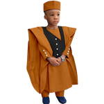 Boys' African Print 3-Piece Set – Shirt, Pants & Hat K250115