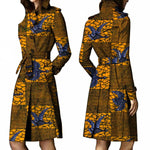 African Ankara Batik Print Cotton Trench Coat for Women W250211