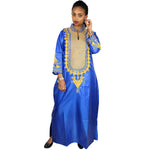 Elegant African Embroidered Cotton Maxi Dress for Women W250144