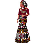 Off-Shoulder African Wax Print Dress with Embroidery Details W250105