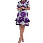Vibrant Ankara Print Short Sleeve African Dress for Women W250179