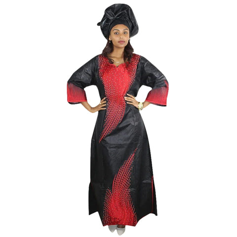 Elegant African Embroidered Dashiki Cotton Dress for Women W250143