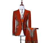 African Print 3-Piece Slim Fit Men's Suit – Jacket, Vest, & Pants M250124