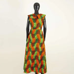 Vibrant Ankara Print Maxi Dress – Sleeveless African Cotton Gown W250202