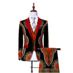 African Print 3-Piece Slim Fit Men's Suit – Jacket, Vest, & Pants M250124