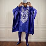 Elegant Bazin Riche Agbada Dashiki Set for Men – 3 Piece Suit M250222