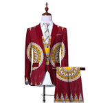 African Print 3-Piece Slim Fit Men's Suit – Jacket, Vest, & Pants M250124