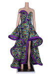 Ankara Floral Print Strapless Maxi Dress – African Party Style W250169
