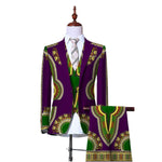 African Print 3-Piece Slim Fit Men's Suit – Jacket, Vest, & Pants M250124
