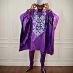 Elegant Bazin Riche Agbada Dashiki Set for Men – 3 Piece Suit M250222