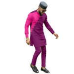 Bazin Riche 3-Piece African Men's Set – Shirt, Pants & Hat M250199