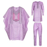 Elegant African Agbada Dashiki Formal 3-Piece Suit for Men M250223