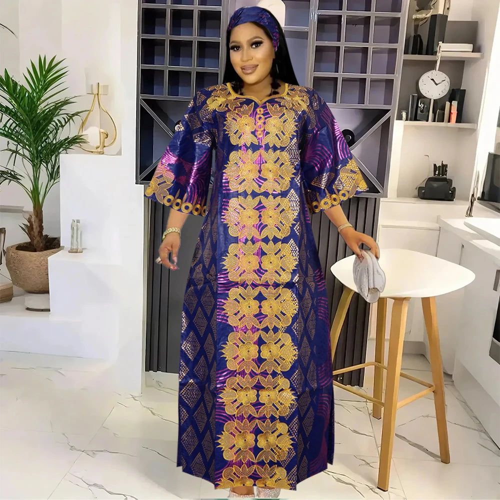 Embroidered African Party Dress Elegant Traditional Style W250175 Afrinspiration Embroidered African Party Dress Elegant Traditional Style W250175 Afrinspiration