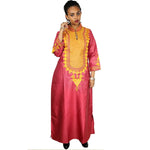 Elegant African Embroidered Cotton Maxi Dress for Women W250144