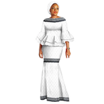 Elegant African Two-Piece Skirt Set with Flare Lace Sleeves W250113