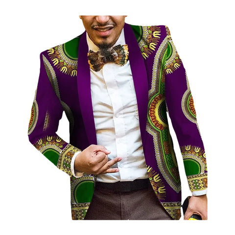 Men’s Ankara Print Blazer – Vibrant African Slim Fit Jacket M250134