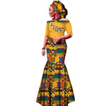 Off-Shoulder African Wax Print Dress with Embroidery Details W250105