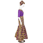 Off-Shoulder African Wax Print Dress with Embroidery Details W250105