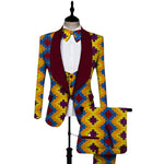 Dashiki 3-Piece Set for Men – Bold African Print Top, Vest & Trousers M250104