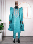 Green Bazin Dashiki Agbada Suit – African Formal Wear for Men M250221