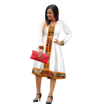 Elegant Ethiopian Print Maxi Dress – African Long Sleeve Robe W250185
