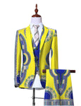 African Print 3-Piece Slim Fit Men's Suit – Jacket, Vest, & Pants M250124