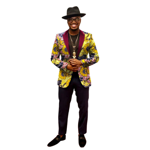 Men’s African Print Dashiki Jacket – Vibrant Long Sleeve Blazer M250107