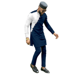 Bazin Riche 3-Piece African Men's Set – Shirt, Pants & Hat M250199