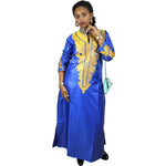 Elegant African Embroidered Long Dress for Women in Soft Fabric W250136