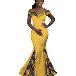 Elegant African Wax Print Maxi Dress for Evening & Special Events W250171