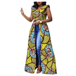 Vibrant Ankara Print Maxi Dress – Sleeveless African Cotton Gown W250202