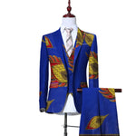 African Print 3-Piece Slim Fit Men's Suit – Jacket, Vest, & Pants M250124