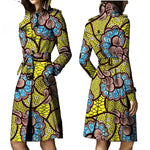 African Ankara Batik Print Cotton Trench Coat for Women W250211