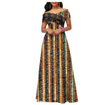 Ankara Print Cotton Maxi Dress with Tassels – Floor Length Elegance W250201
